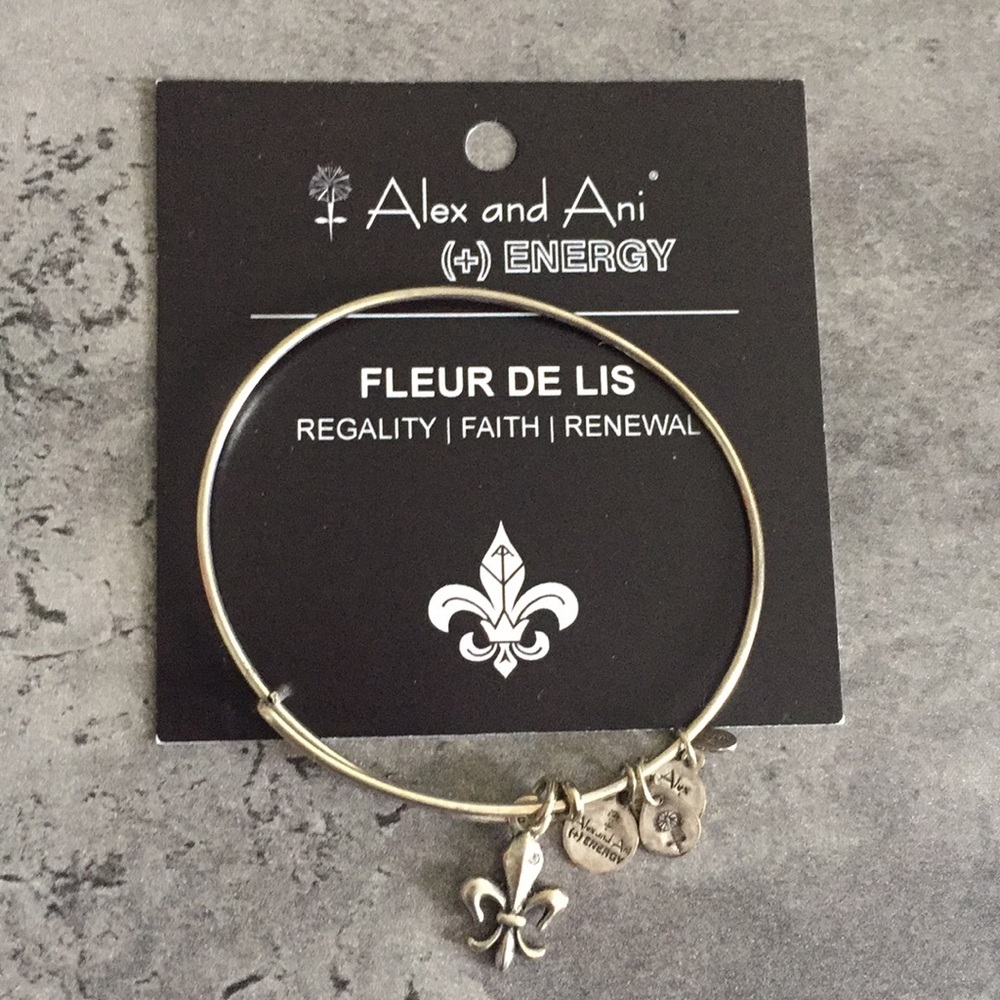 Silver Alex and Ani Fleur de Lis bracelet